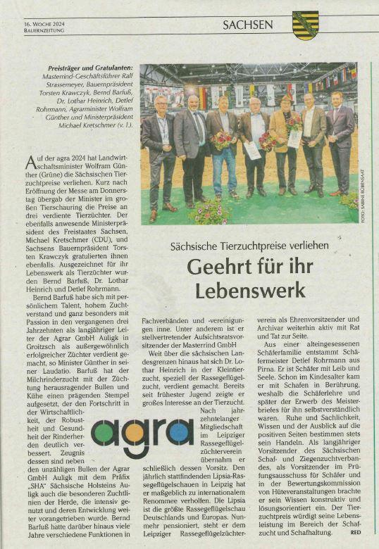 Bauernzeitung vom 19.04.24 Ehrung Herr B arfuß Agrar 2024